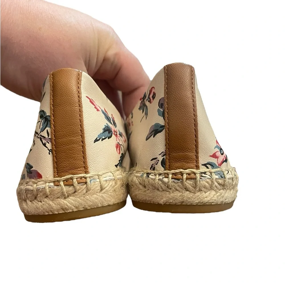 TORY BURCH Floral Leather Cap Toe Espadrilles